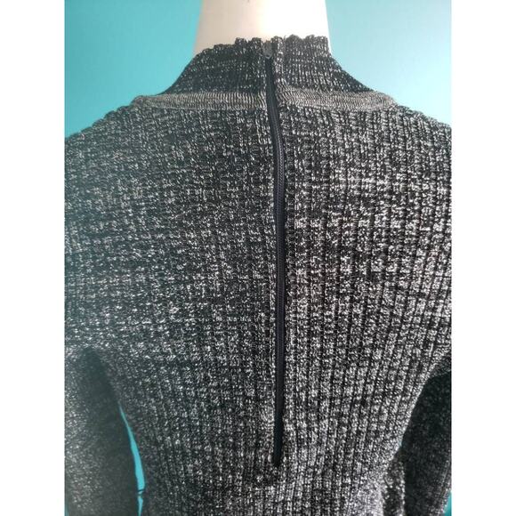 Vintage 70s Lurex Tunic Sweater in Black and Silver Disco Retro Size Med - Picture 6 of 6